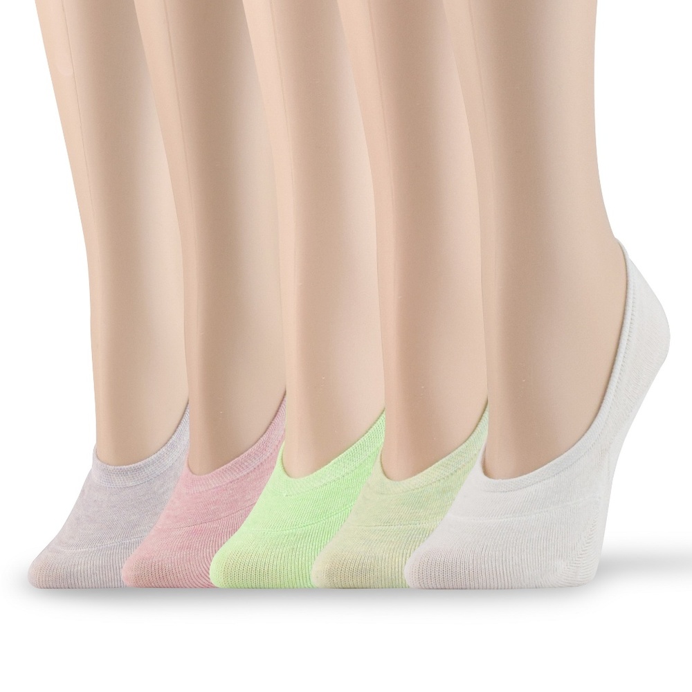 5 Pairs Women's No Show Cotton Liner Socks